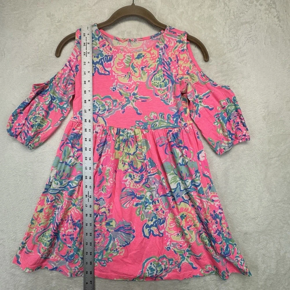 Lilly Pulitzer Cold Shoulder Dress Girls 16-18 Pink Floral Beach Vacation